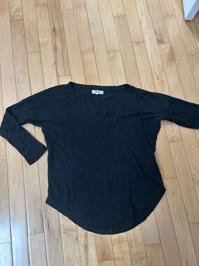 NWOT Madewell Black Long Sleeve V-Notch Pocket Tee